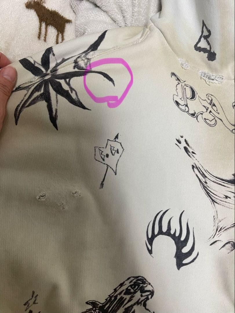 トップス 24SS BALENCIAGA Tatoo Zip Hoodie White S