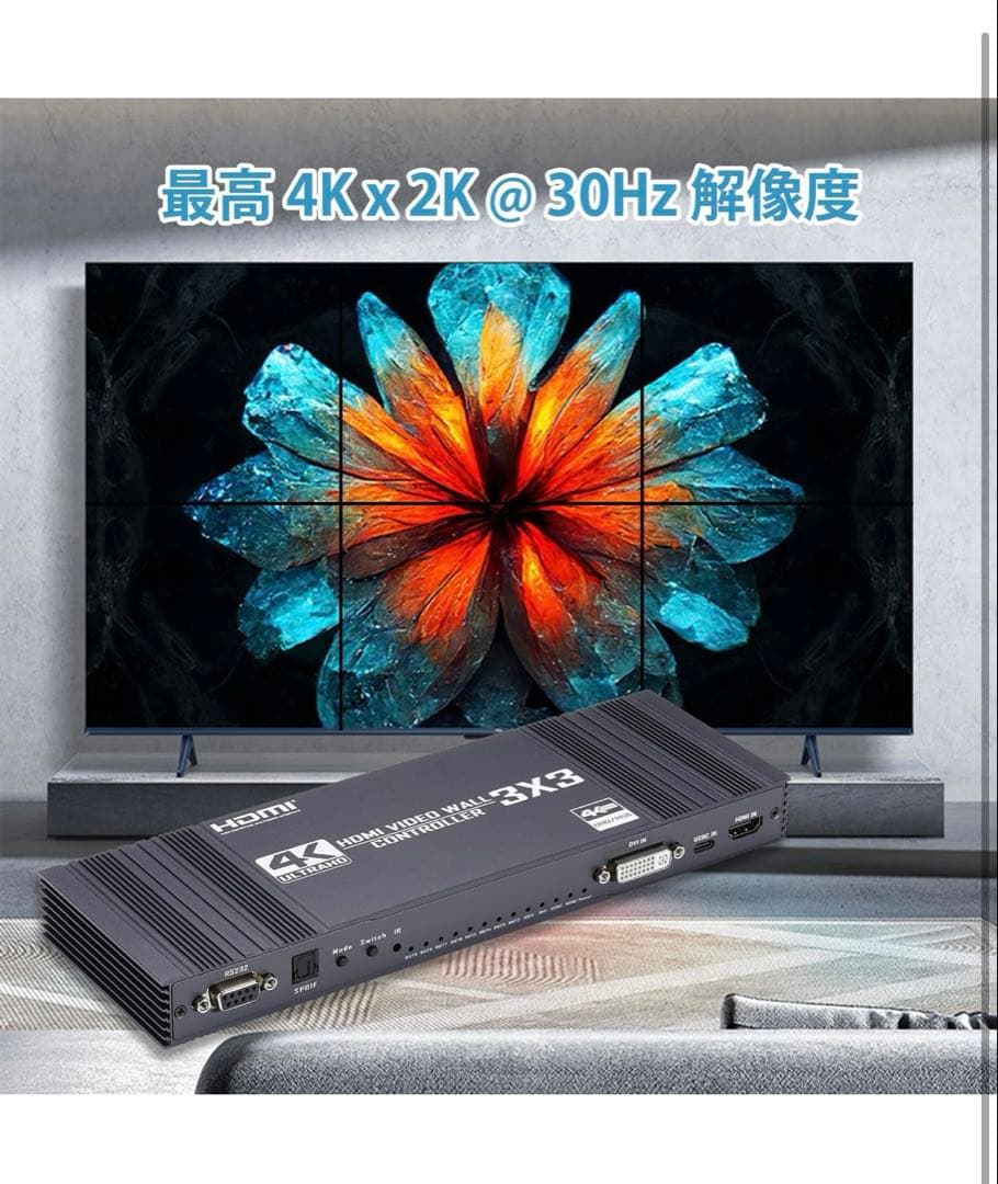 3x3 HDMI ビデオウォールコントローラー