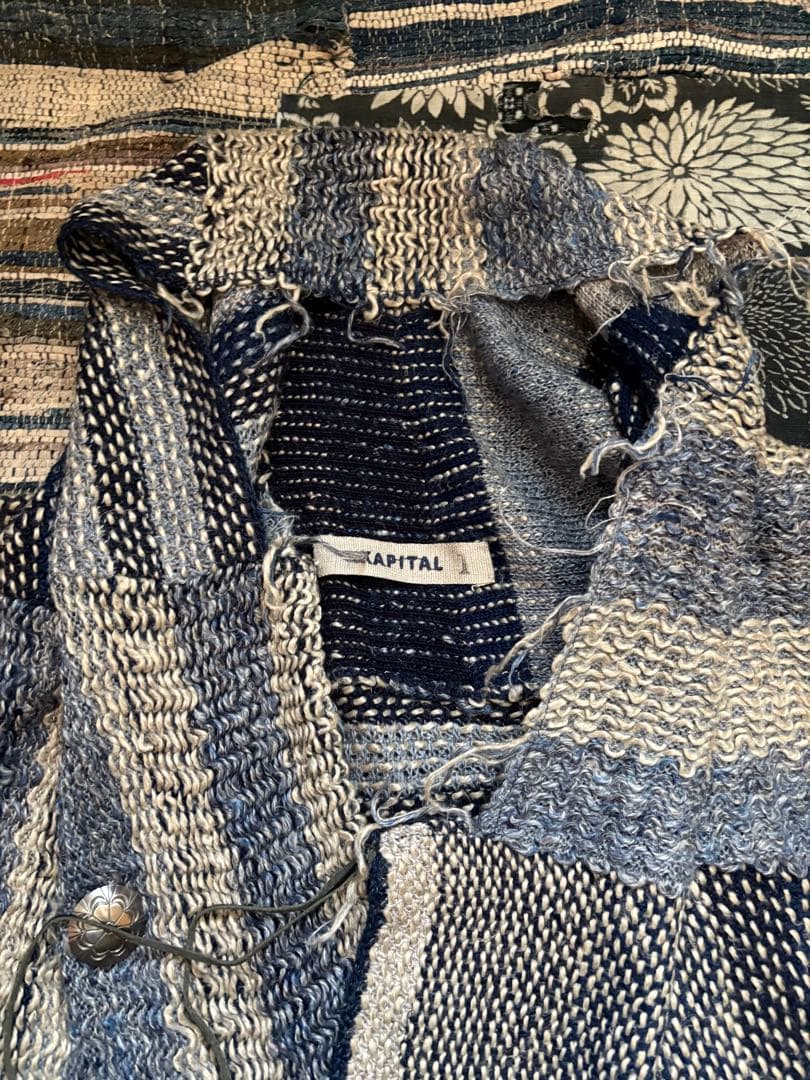 kapital 羽織　朝　刺子　コンチョボタン