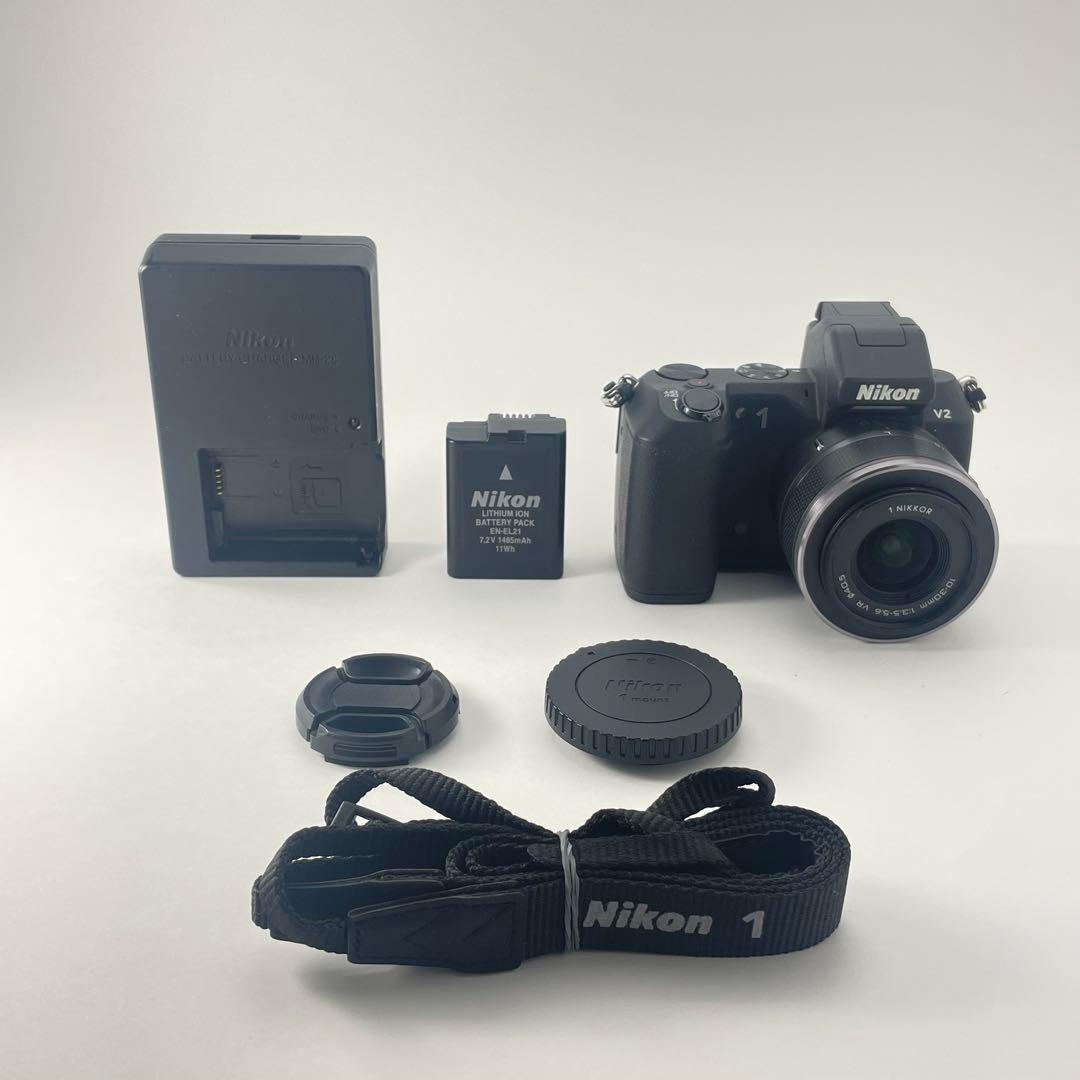 【美品・返品保証】Nikon V2 ブラック 標準レンズキット
