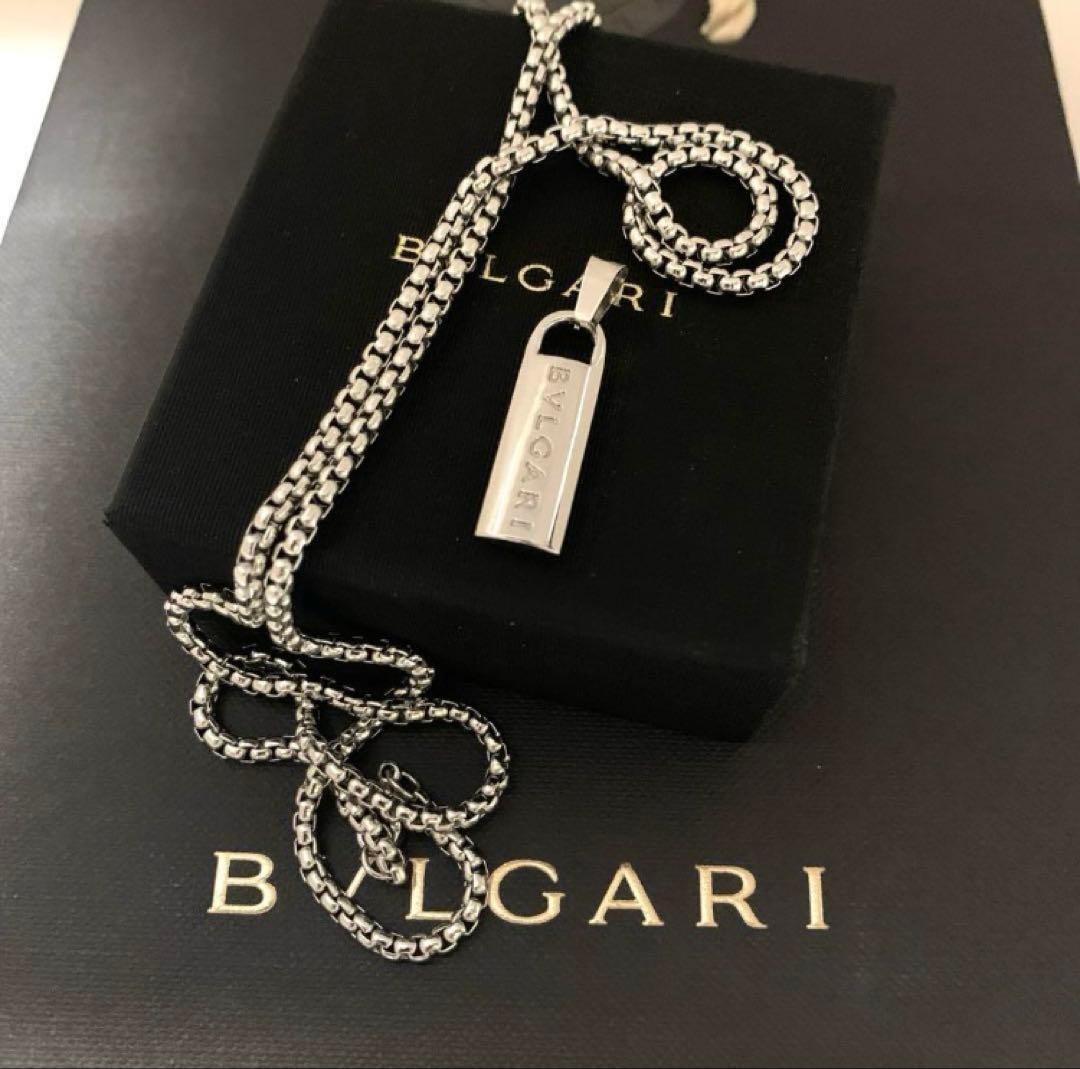 『断捨離中』ブルガリ正規　人気ロゴプレートチャーム／ベネチアンネックレス　新品