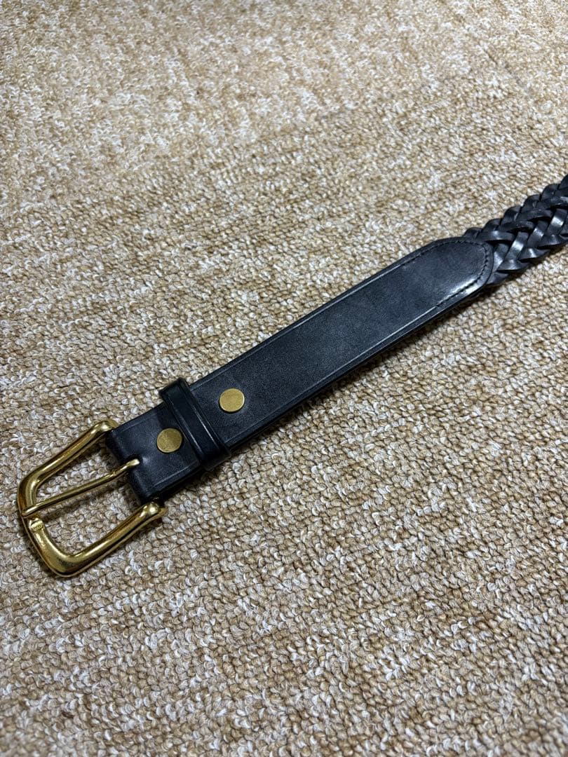 未使用　ブリティッシュグリーン　ブライドルレザー　イギリス製　メッシュベルト85