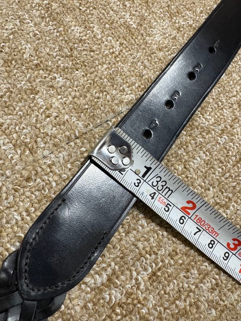 未使用　ブリティッシュグリーン　ブライドルレザー　イギリス製　メッシュベルト85