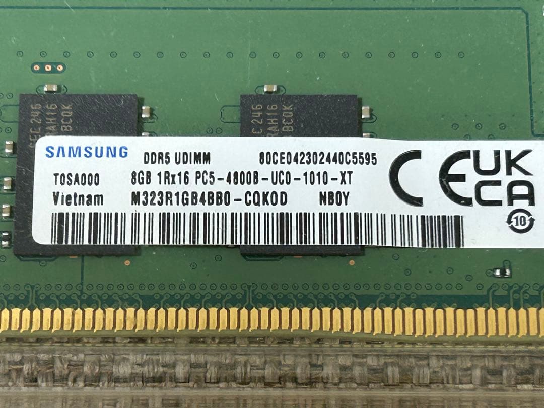 SAMSUNG DDR5-4800 16GB(8GB 2枚) メモリ ほぼ未使用