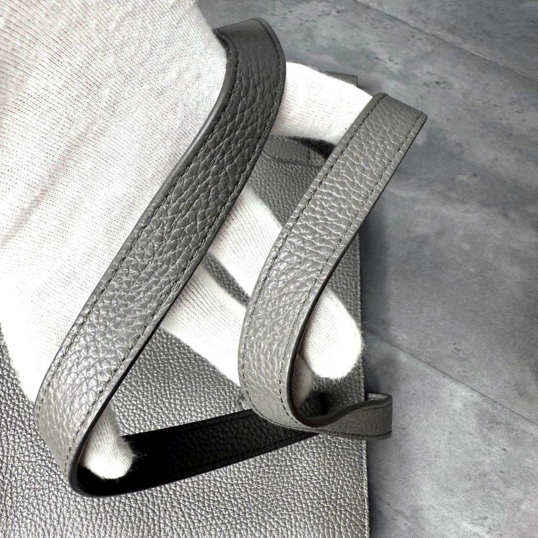 ★美品★シャンポールセリエ レザー トートバッグ シュリンクレザー グレー