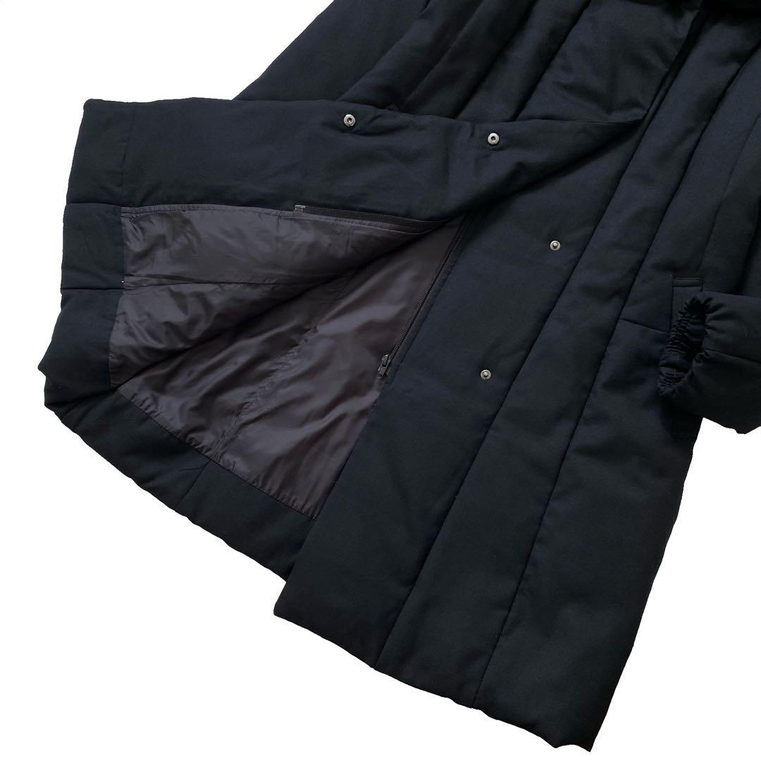 美品 自由区 女優襟 ミドルストレッチ ダウンコート 黒 40 オンワード樫山