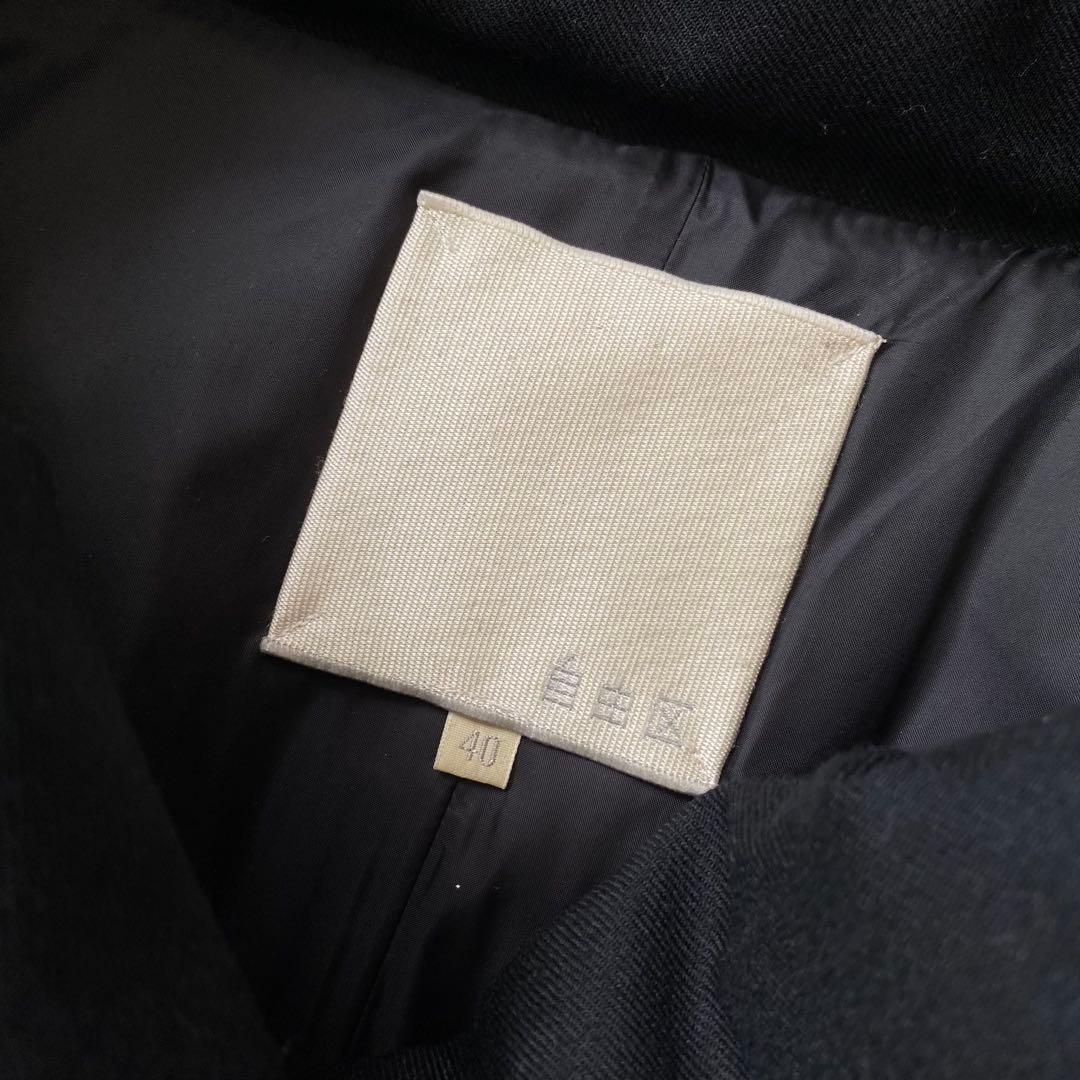 美品 自由区 女優襟 ミドルストレッチ ダウンコート 黒 40 オンワード樫山