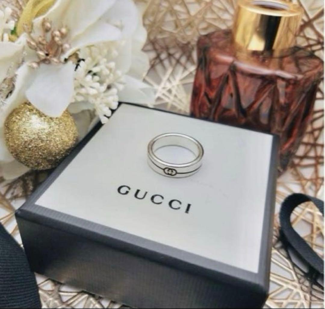 【新品仕上げ】GUCCI ダイアゴナル　インターロッキング　Gリング　18号