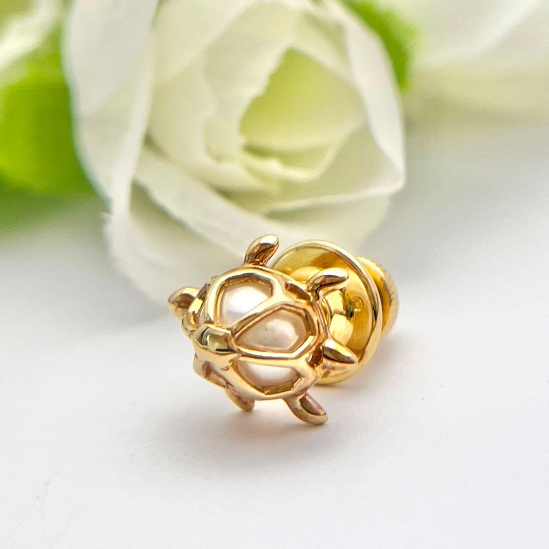 ☆美品☆ミキモト　K18 ピンブローチ　パール　カメ　皇室御用達ブランド