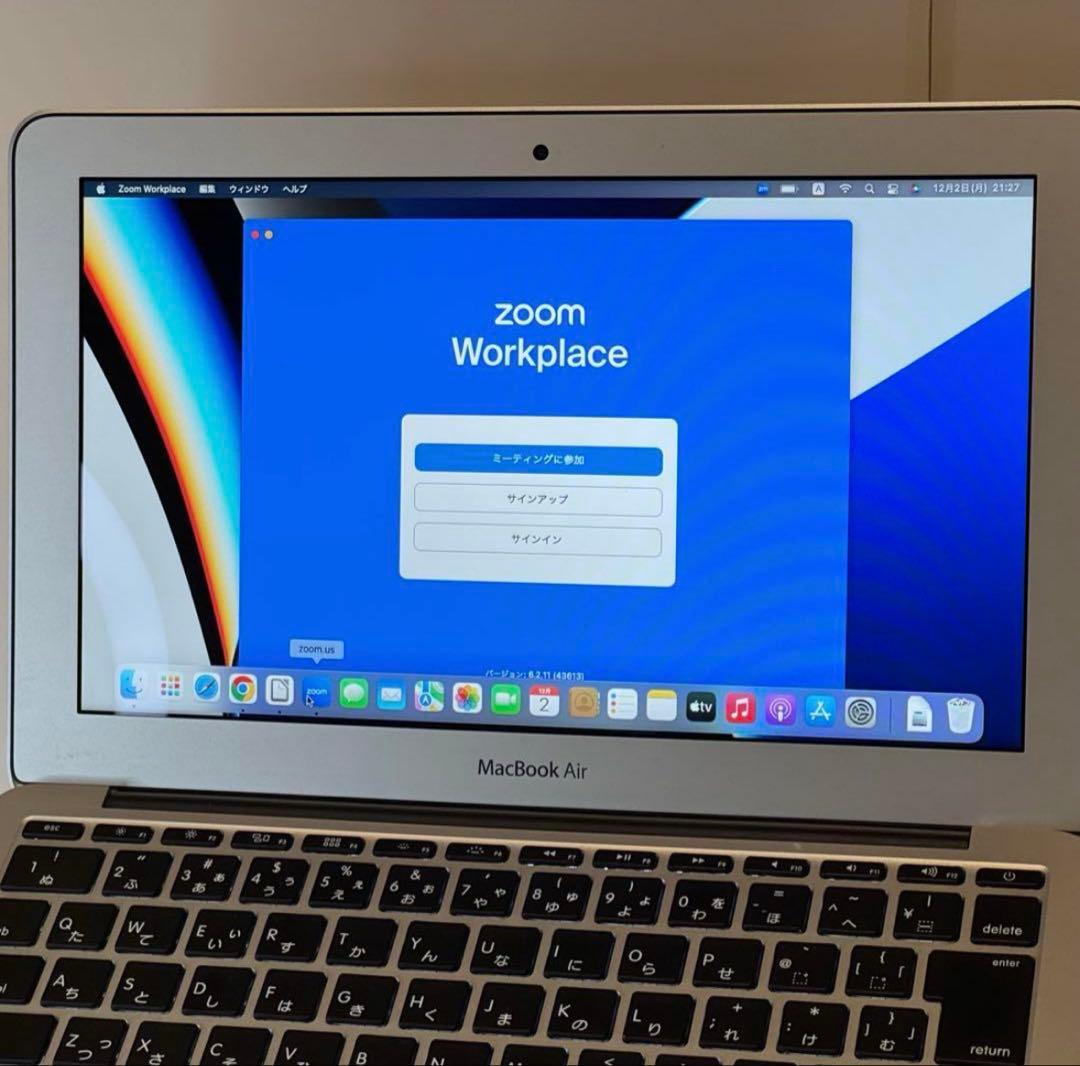 【薄型軽量】美品 MacBook Air11インチ付属品完備 ZOOM/オフィス