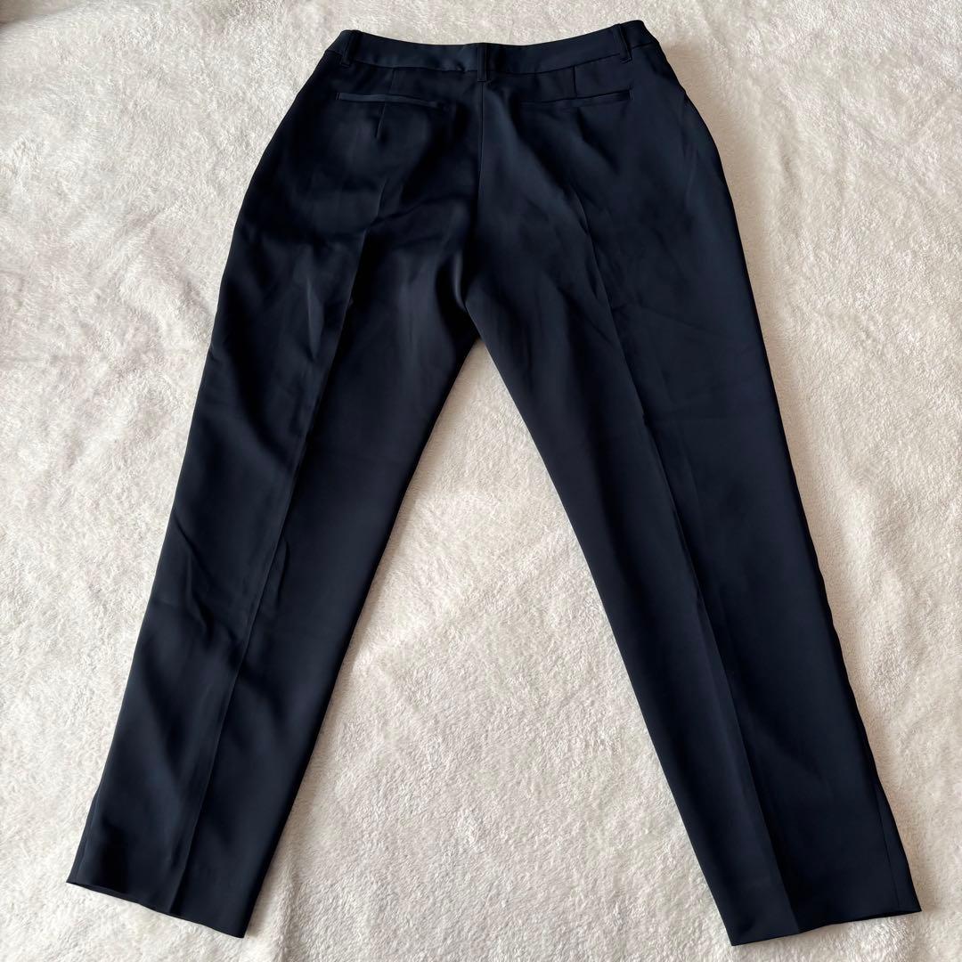 ナチュラルビューティーベーシック ノーカラー パンツスーツ ネイビー L 紺