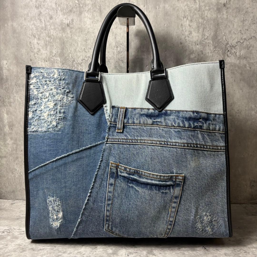 DOLCE&GABBANA デニム ロゴエンブロイダリー トートバッグ 2way
