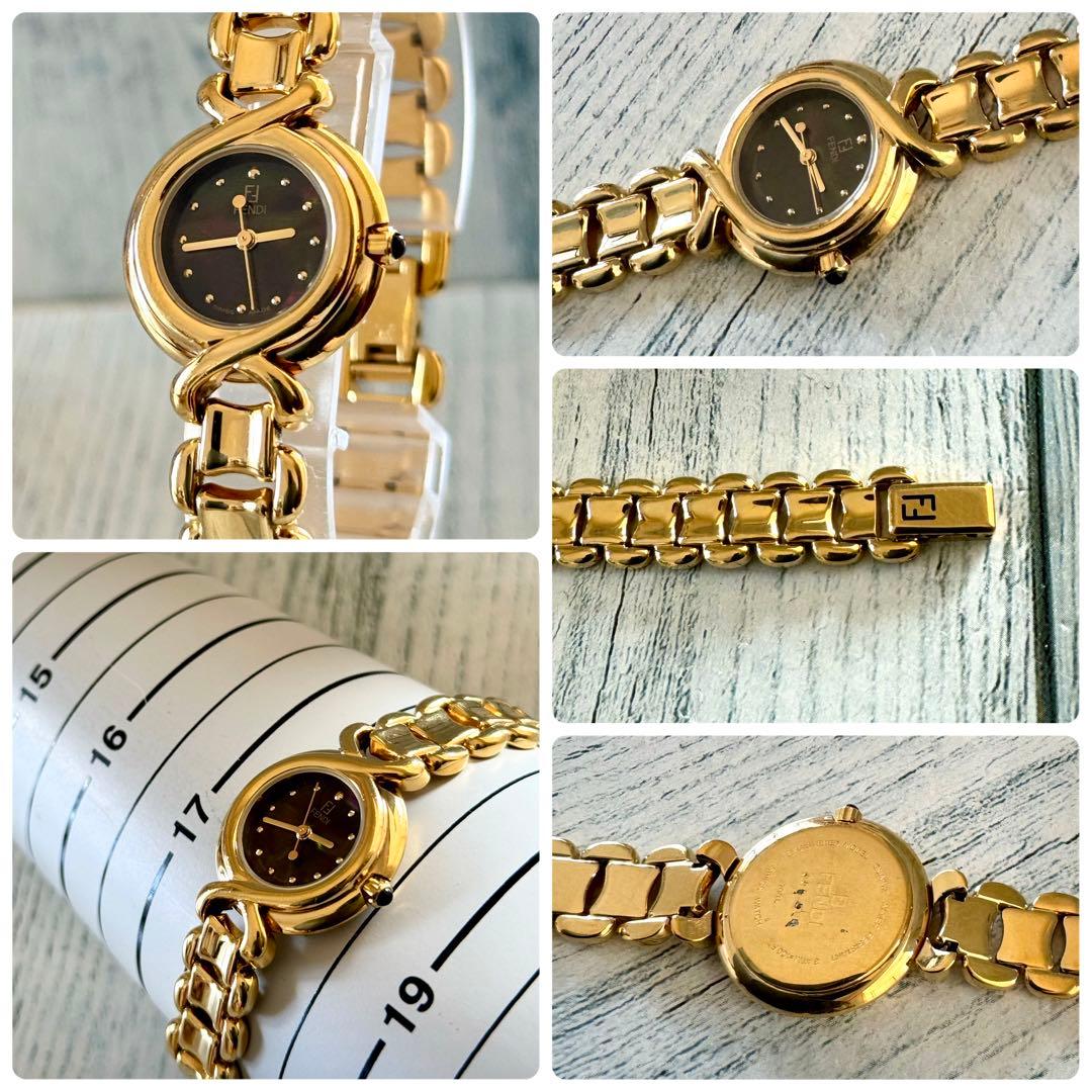 【希少】FENDI フェンディ 腕時計 700L ブラウン シェル ゴールド