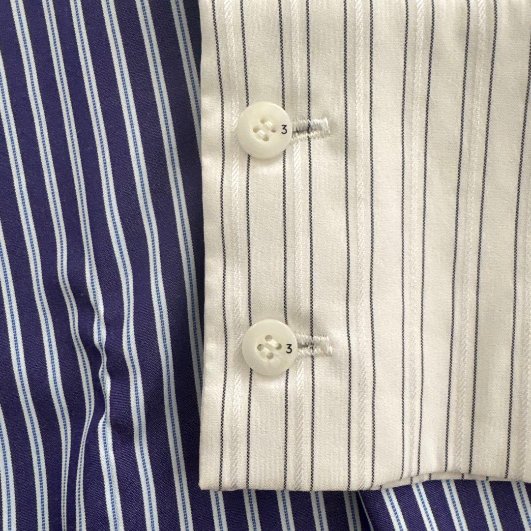 UN3D.　ヘムギャザーシャツ　アンスリード　ストライプ　ブラウス