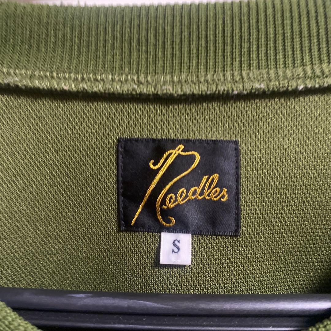 Needles パピヨン刺繍 サイドライン クルーネックスウェット オリーブ S