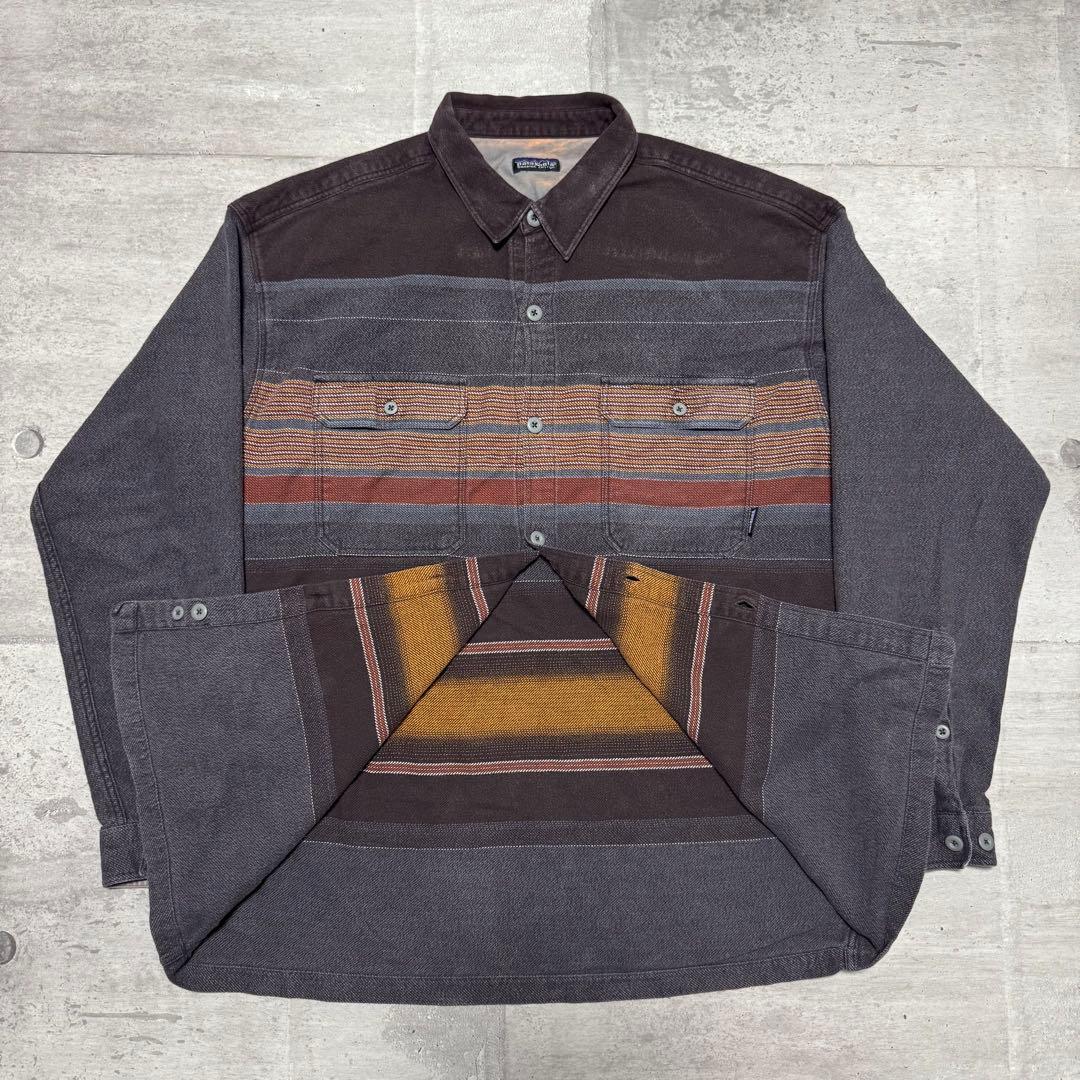 patagonia 02年 ポルトガル製 ? ヘビーフランネルシャツ ブラウン