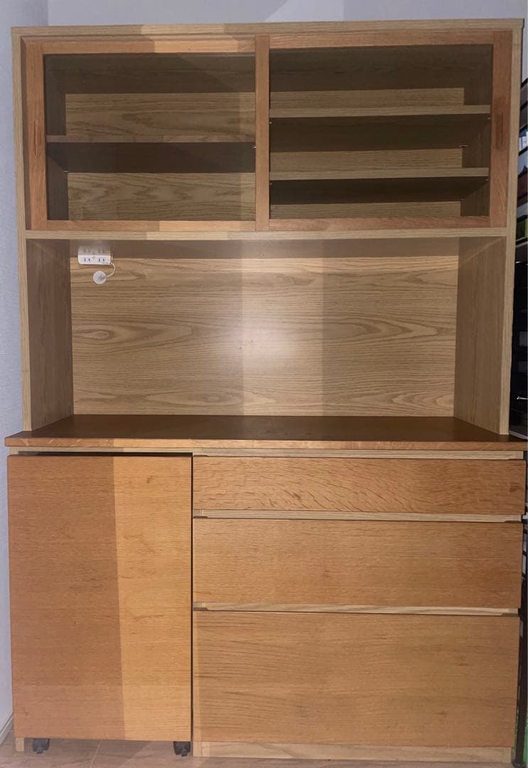無印良品　木製カップボード・幅１２０ｃｍ・オーク材