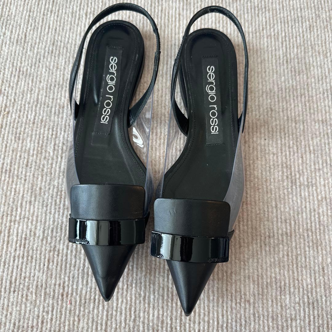 セルジオロッシsr1 PVC フラットスリングバック　黒　36 美品