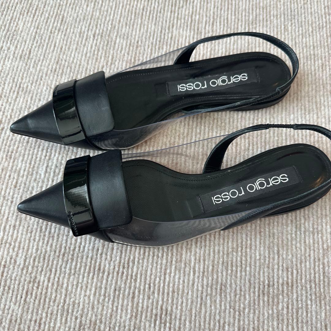 セルジオロッシsr1 PVC フラットスリングバック　黒　36 美品