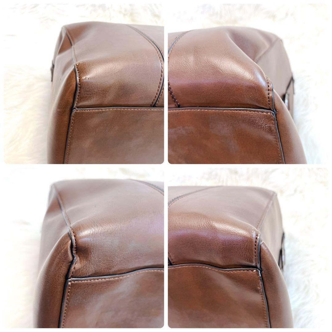 ZARA ザラ ボストンバッグ 2way ブラウン 旅行鞄 レザー 大容量 茶色