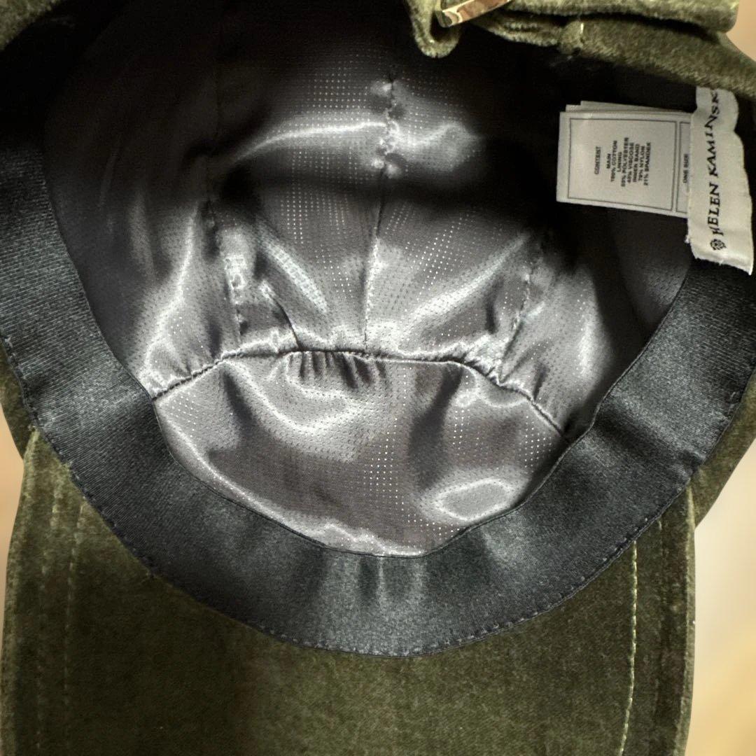 ヘレンカミンスキー ベロア調　キャップ　カーキ　ダークグリーン　未使用