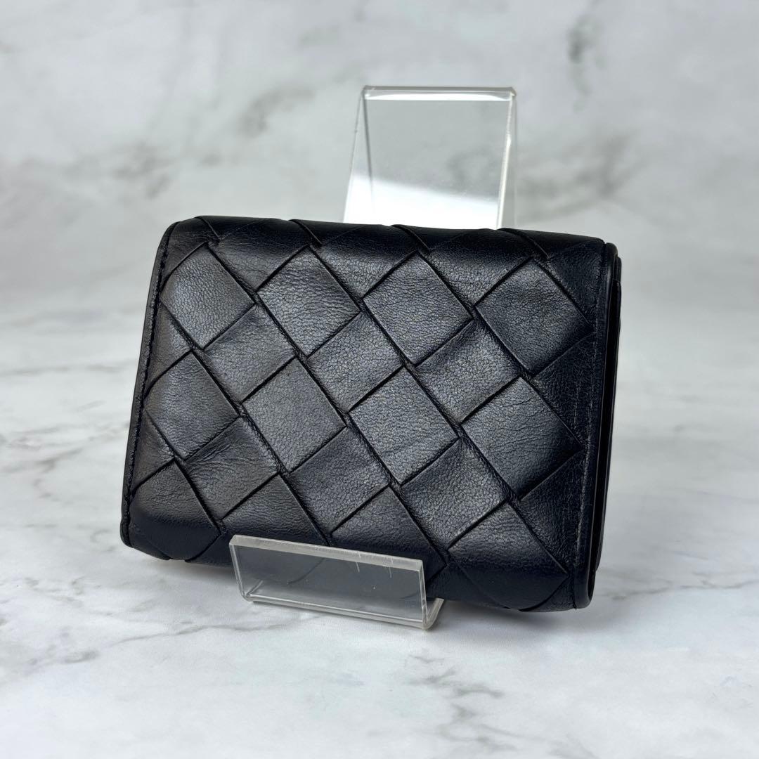 BOTTEGA VENETA ブラック イントレチャート タイニー 三つ折り財布