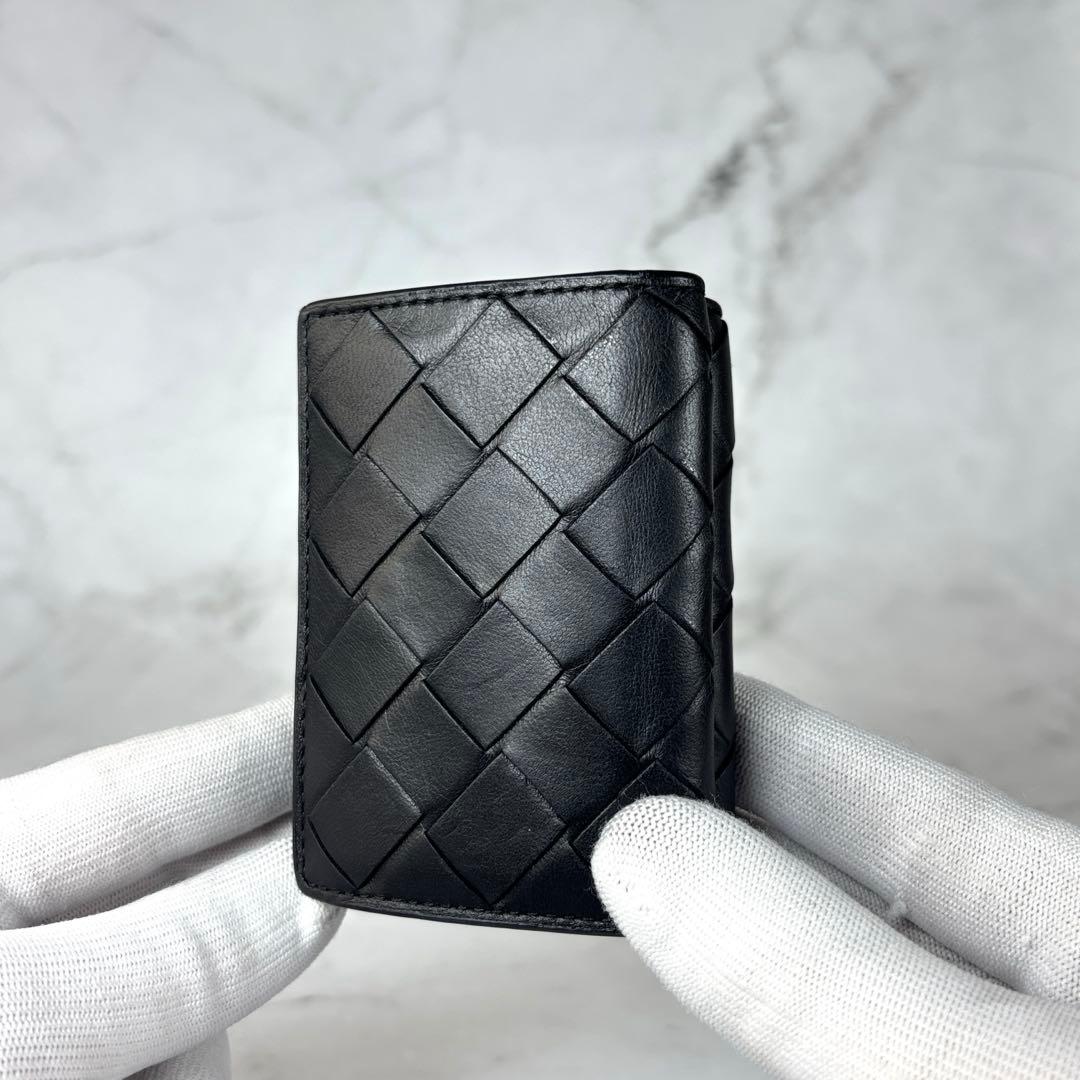 BOTTEGA VENETA ブラック イントレチャート タイニー 三つ折り財布