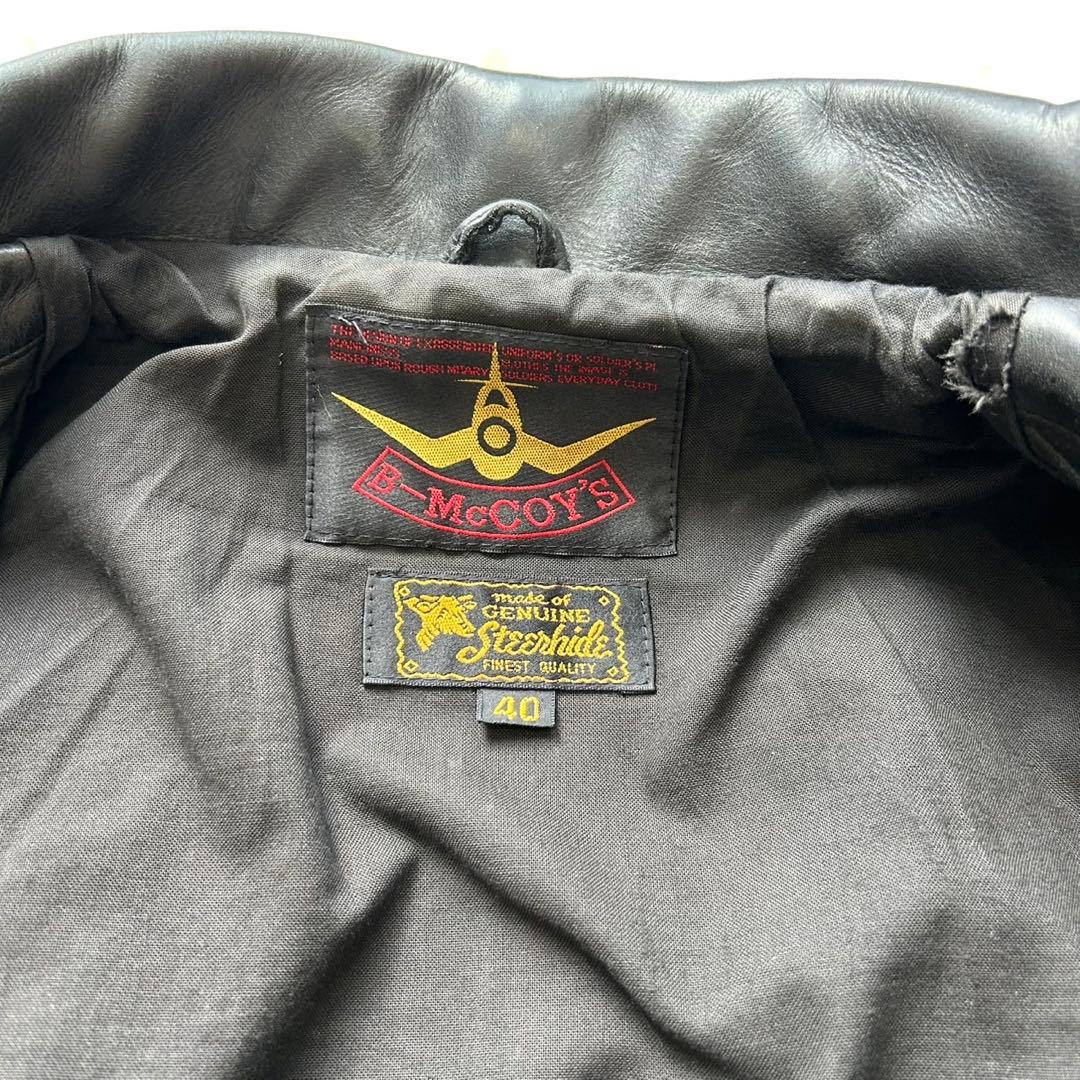 B-McCOY'S レザー シングルライダースジャケット 黒 牛革