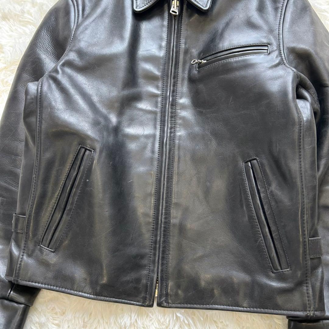 B-McCOY'S レザー シングルライダースジャケット 黒 牛革