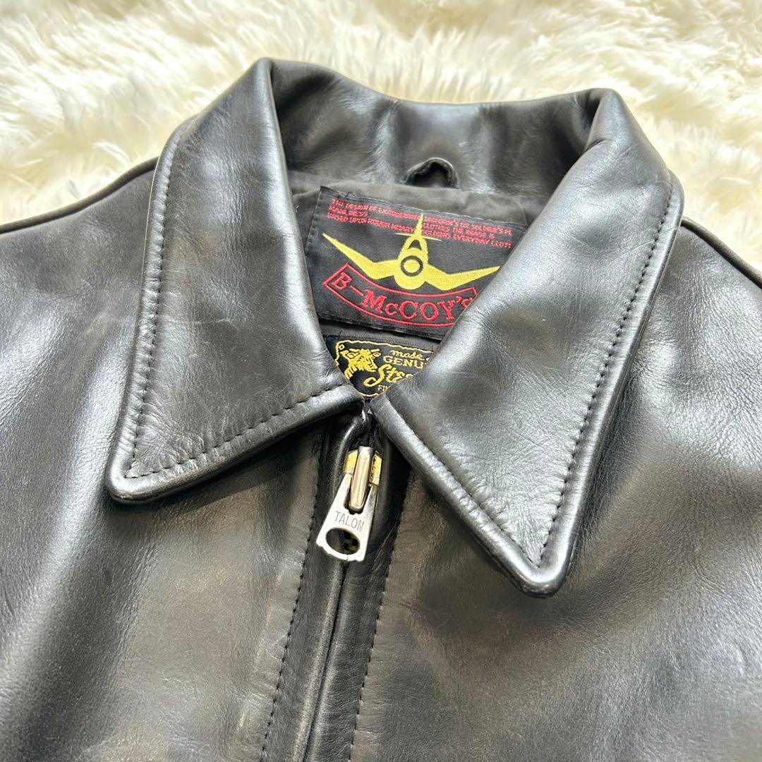 B-McCOY'S レザー シングルライダースジャケット 黒 牛革