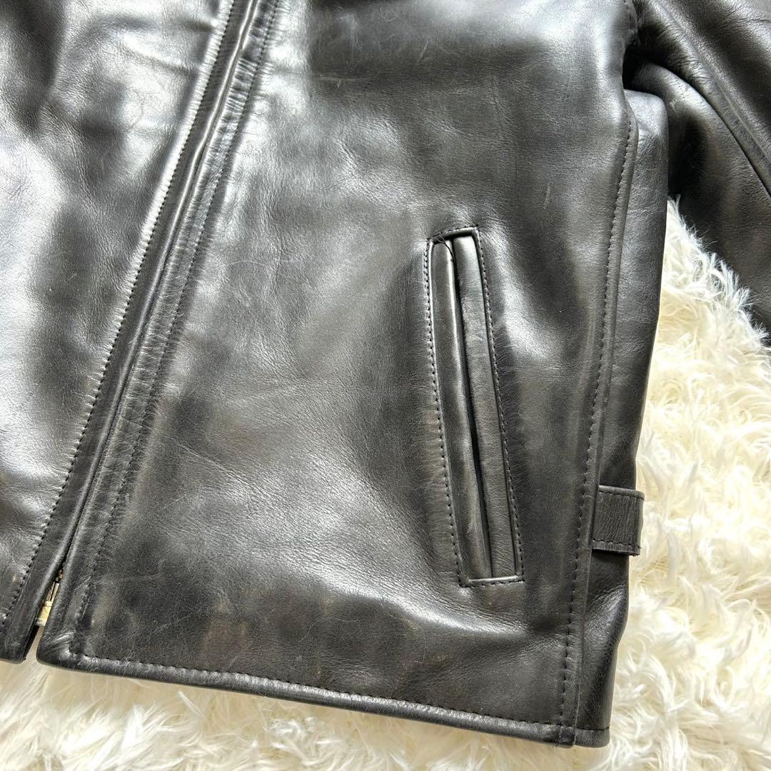 B-McCOY'S レザー シングルライダースジャケット 黒 牛革