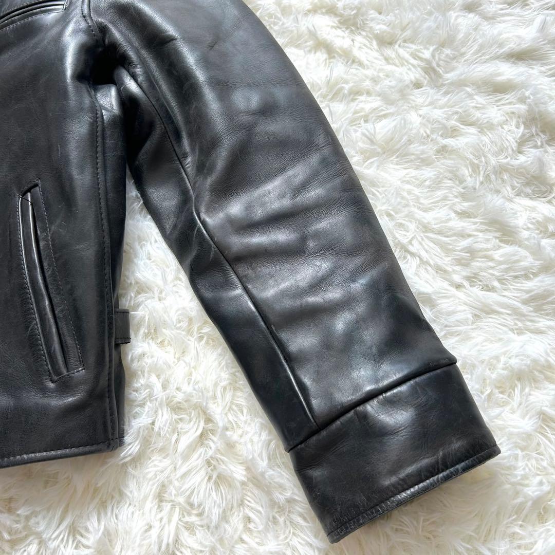 B-McCOY'S レザー シングルライダースジャケット 黒 牛革