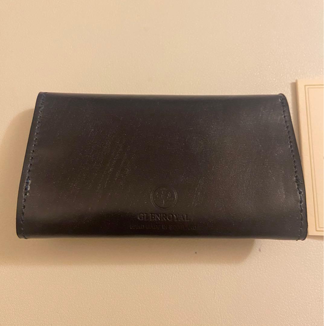 GLEN ネイビーレザー 名刺入れ 収納袋付き