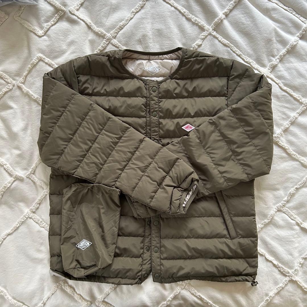 DANTON/ダントン　インナーダウン クルーネックダウンジャケット　カーキ　M