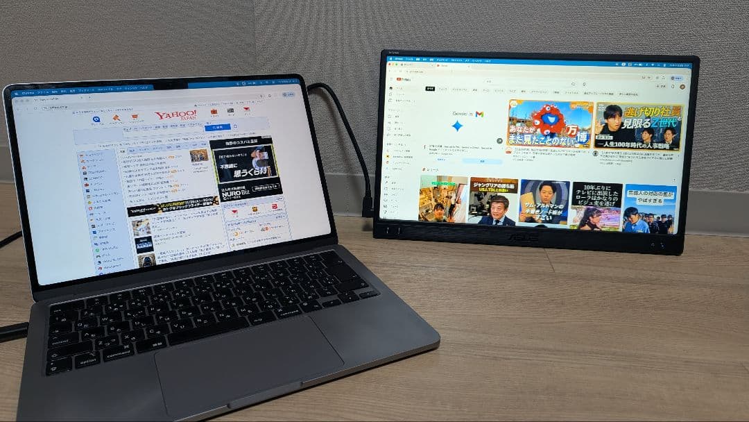 ASUS フルHD 16インチ ポータブルモニター MB166CR