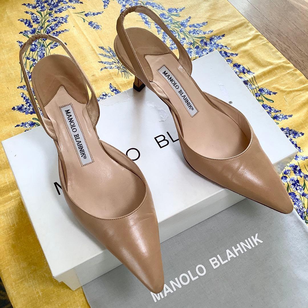 マノロブラニク 定番 キャロリン スリングバック ヌーディーカラー 22.5cm