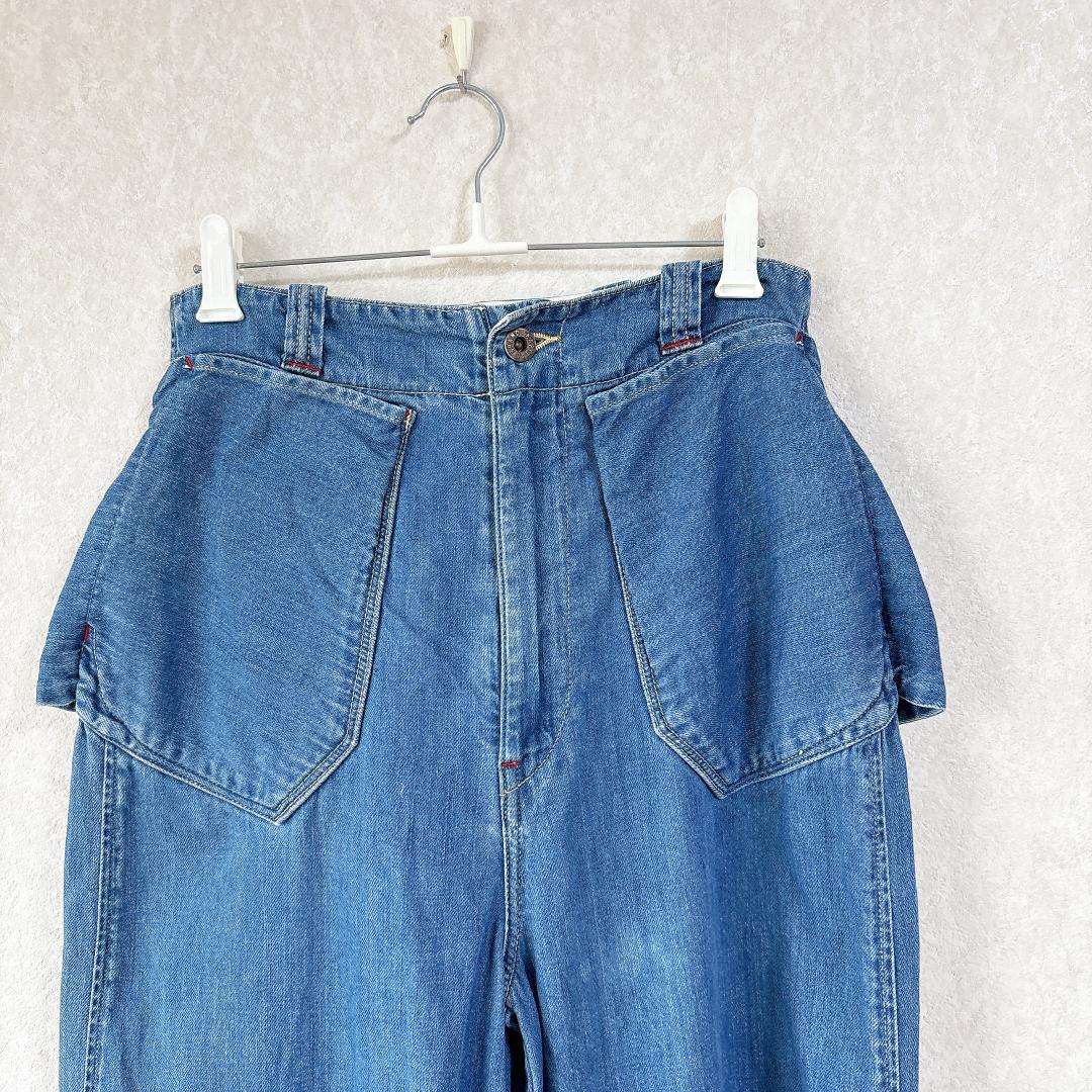 KAPITALキャピタル⭐️バッグリボン ワイドデニム パンツ クロップド XS