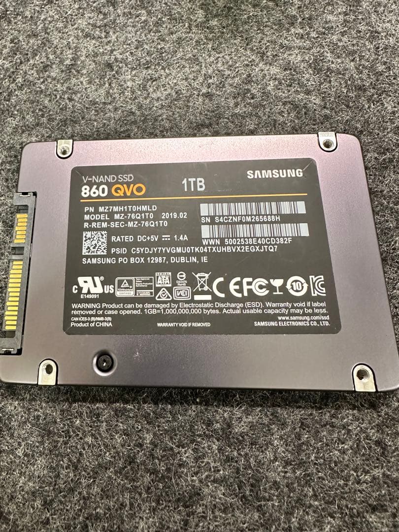 【中古】Samsung 860 QVO 1TB SSD②