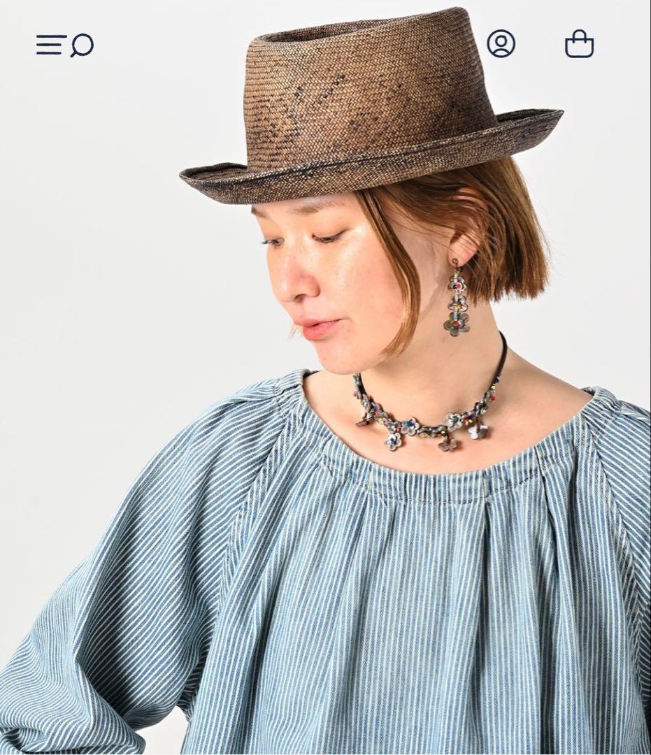 45R 45プチデニム✕レースのタックブラウス（加工）　ヒッコリー淡　52800