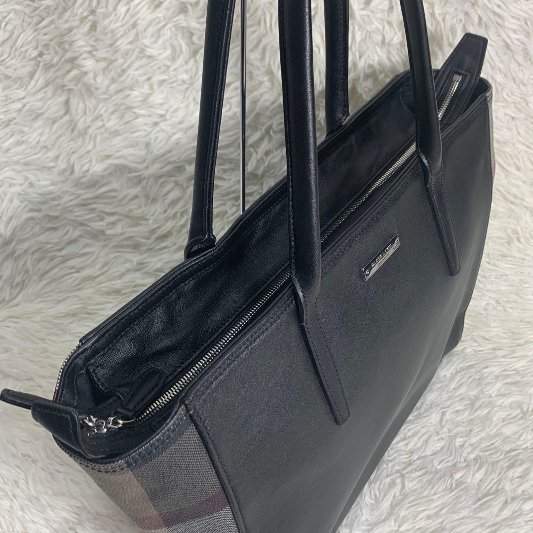 ブラックレーベルクレストブリッジ ノバチェック トートバッグ レザー