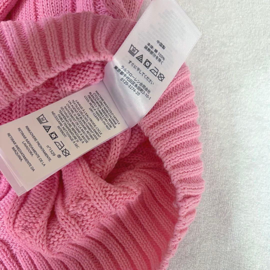 ポロラルフローレン レディース ケーブルニット ピマコットン ピンク　M