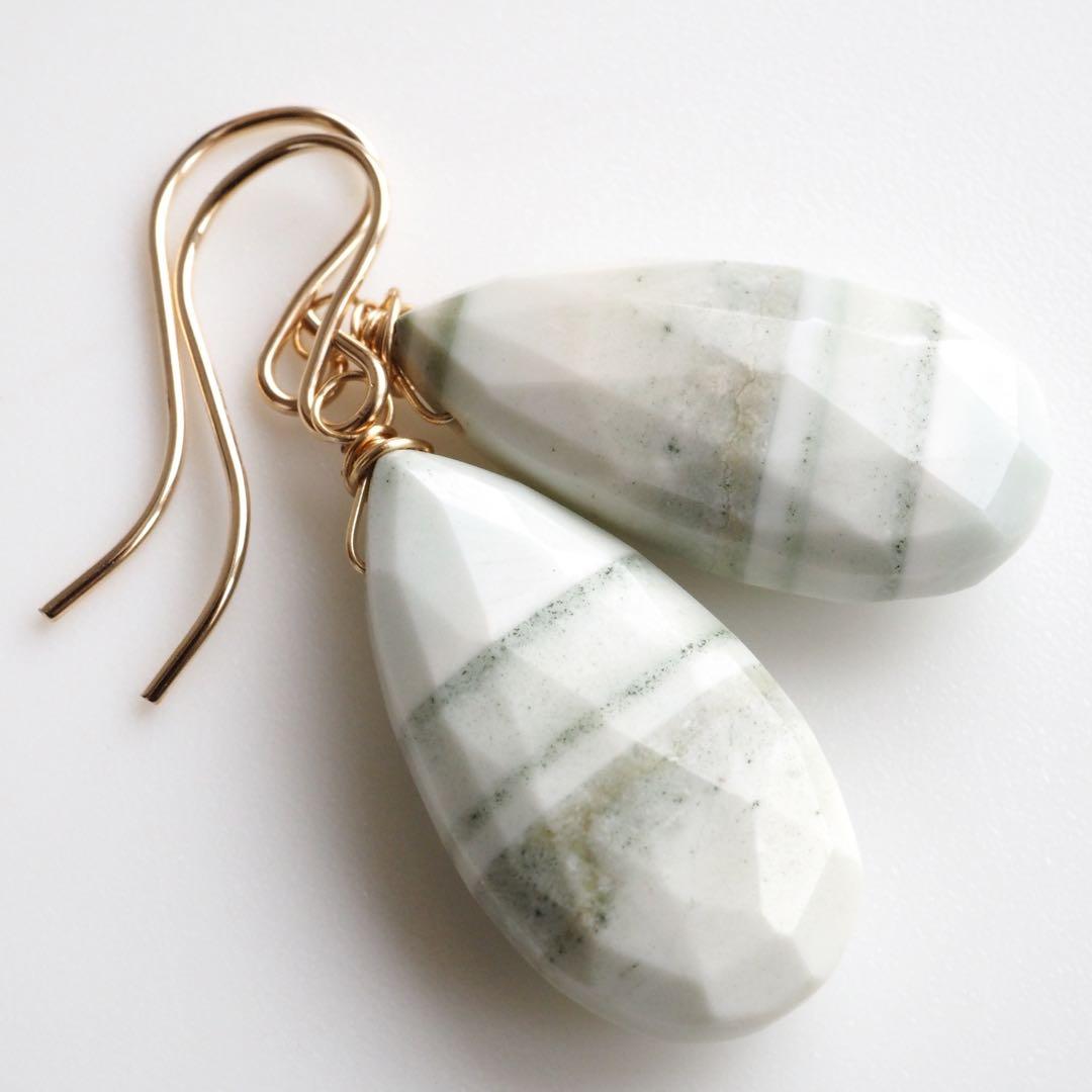 【Ruby】希少石リーフグリーンオパールの大粒ピアス/イヤリング