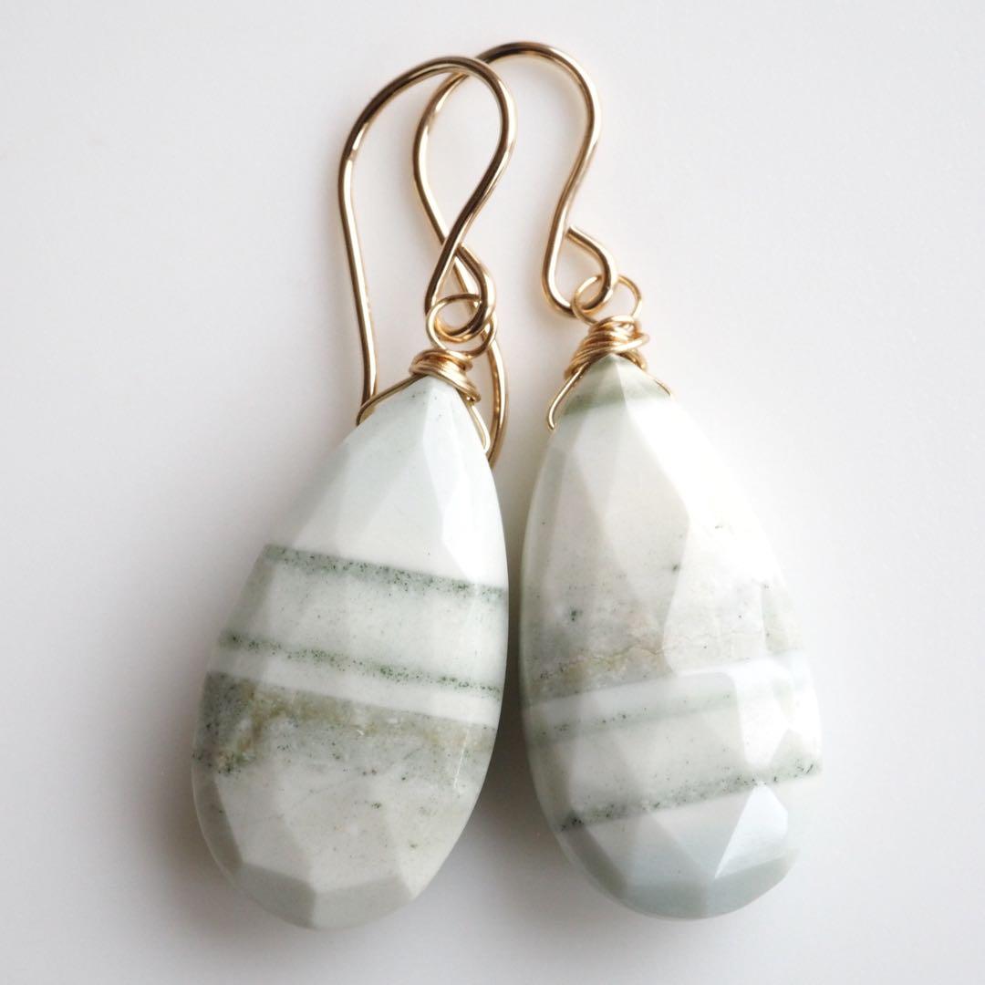 【Ruby】希少石リーフグリーンオパールの大粒ピアス/イヤリング