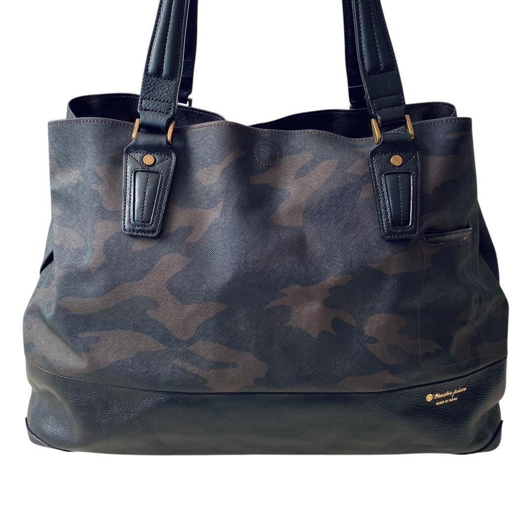 masterpiece マスターピース【美品】PVC＆レザー トートバッグ