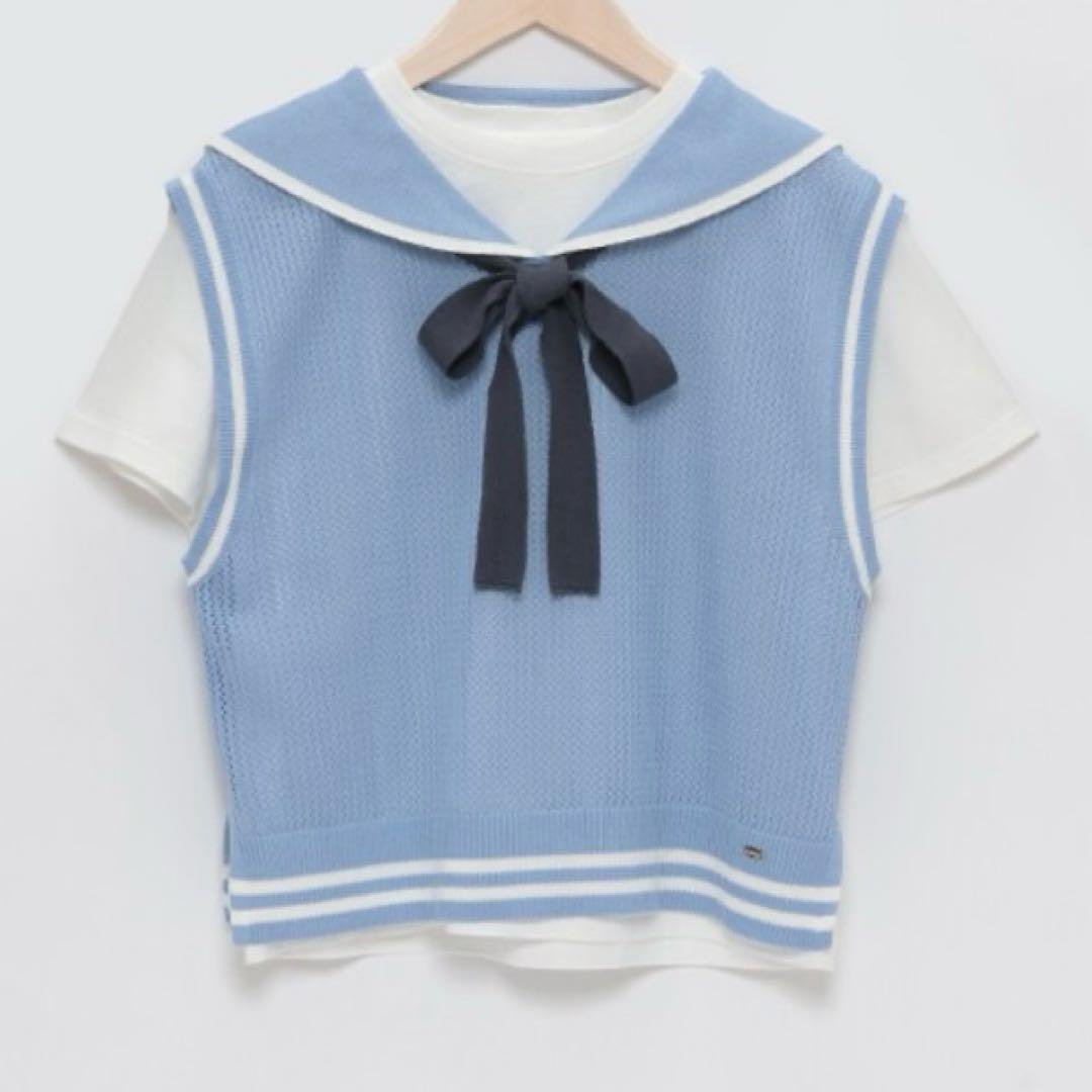 メゾピアノジュニア　メッシュセーラーベスト＆Tシャツセット　140