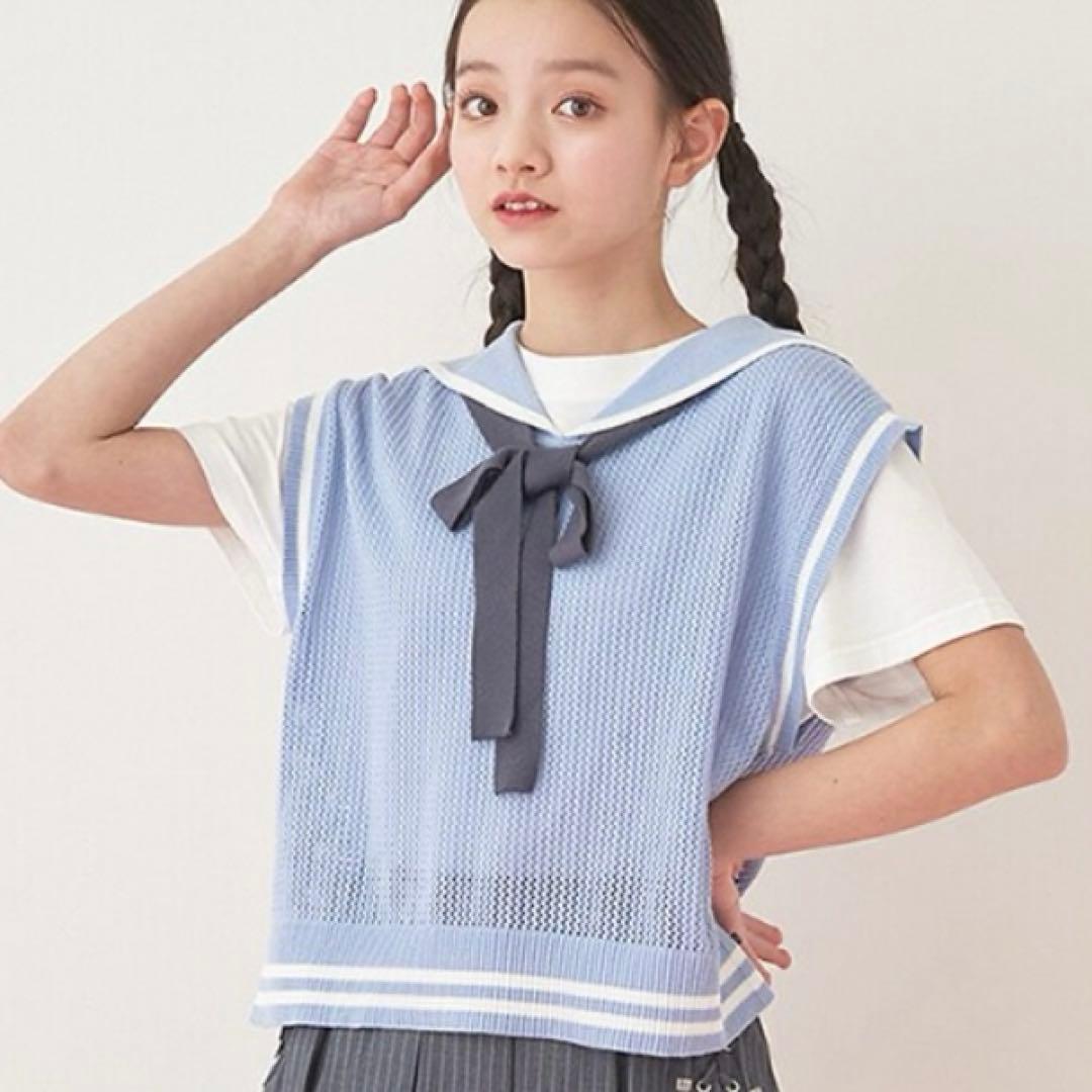 メゾピアノジュニア　メッシュセーラーベスト＆Tシャツセット　140