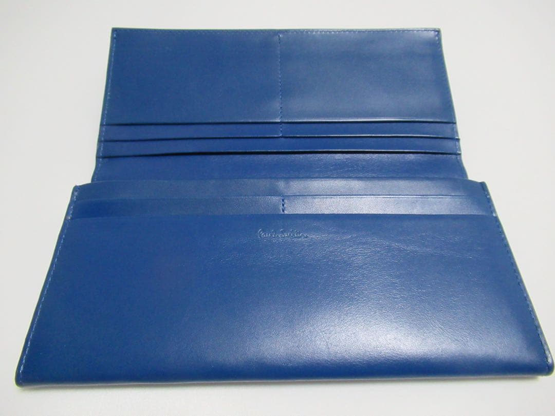 ポールスミス 新品！シグネチャーストライプ小銭入れ付き二つ折り羊革長財布 青