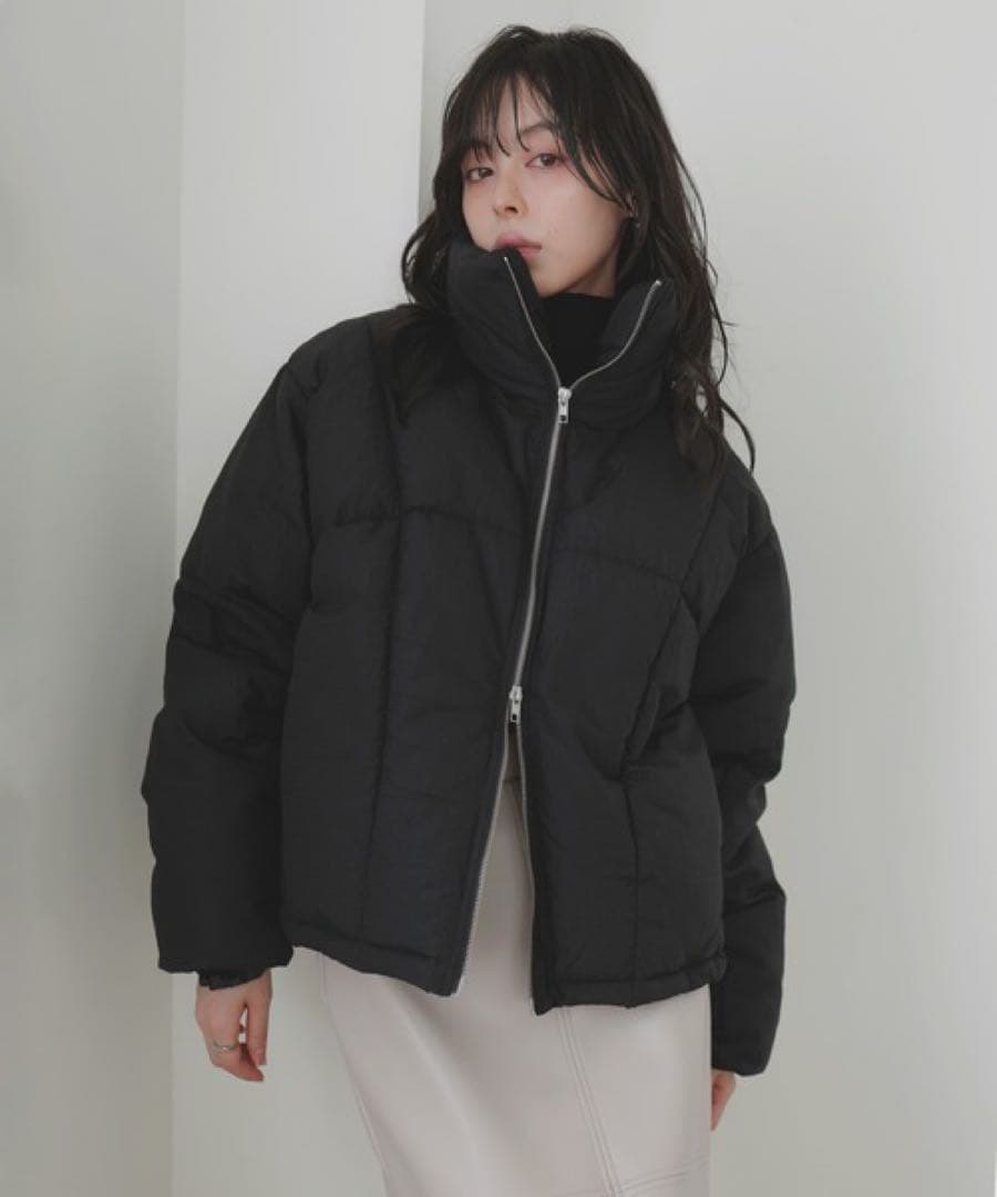 今季新作！あったかダブルジップチェックファイバーショートダウンジャケット