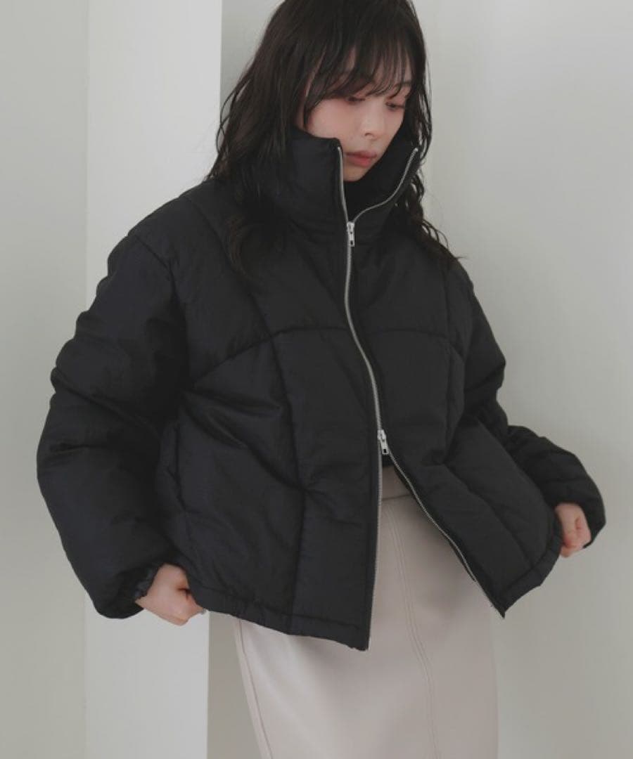 今季新作！あったかダブルジップチェックファイバーショートダウンジャケット