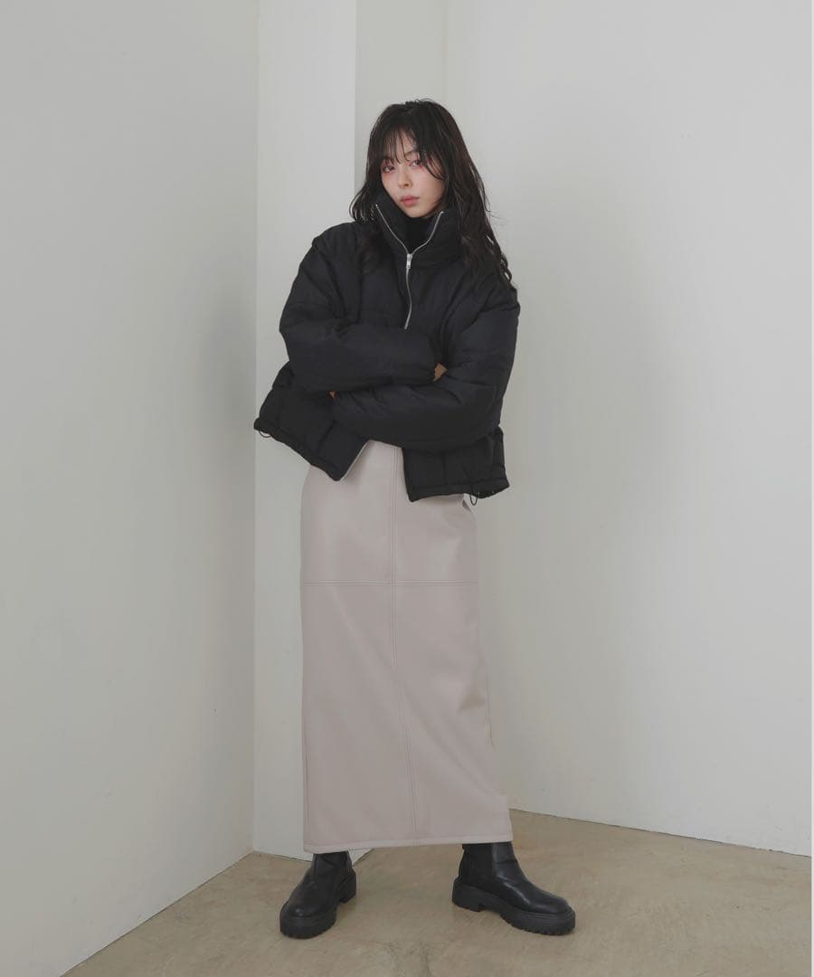 今季新作！あったかダブルジップチェックファイバーショートダウンジャケット